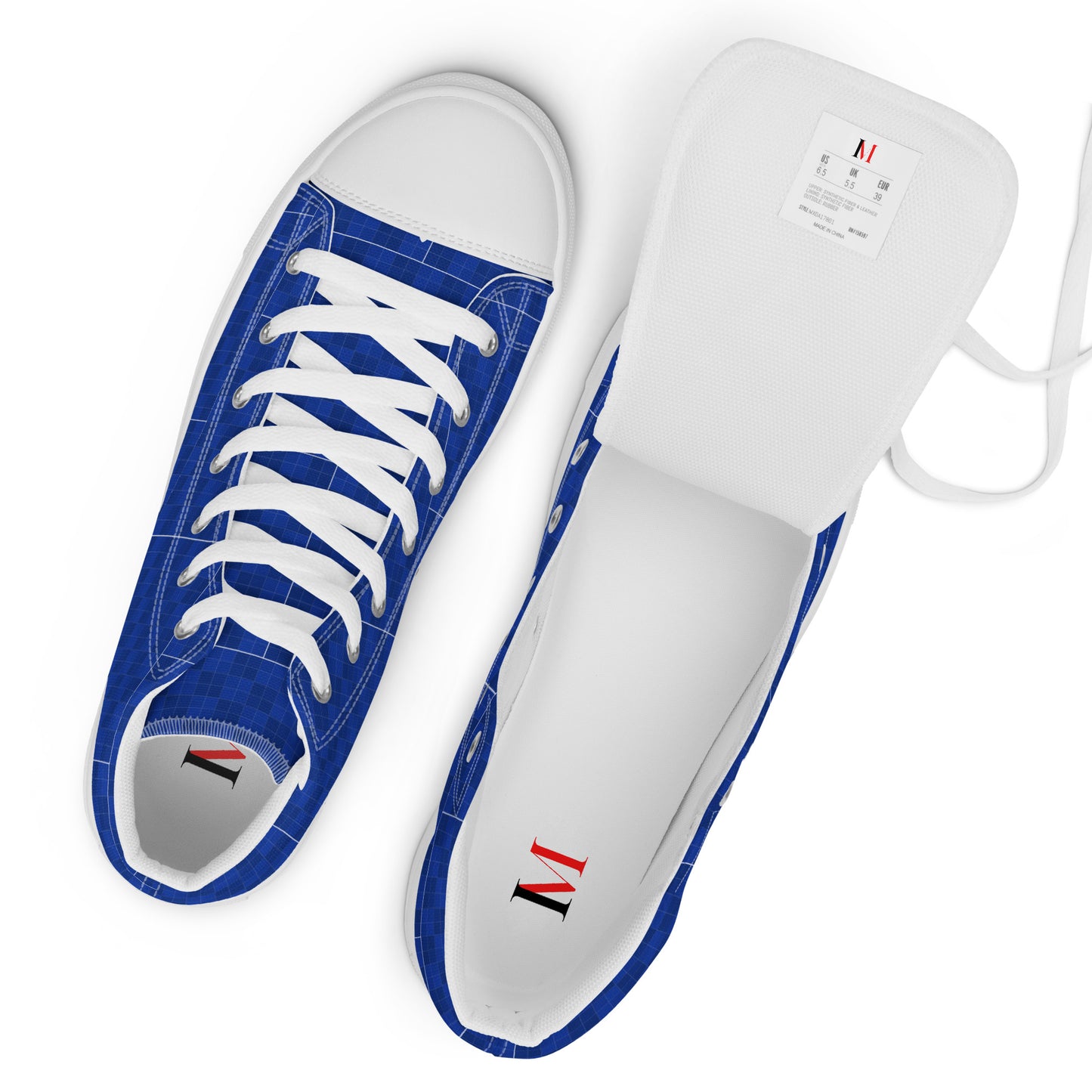 Sneakers alte in tela uomo eleganza marineria navy