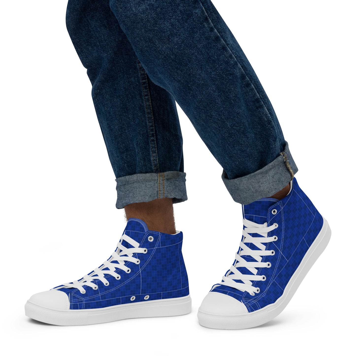 Sneakers alte in tela uomo eleganza marineria navy