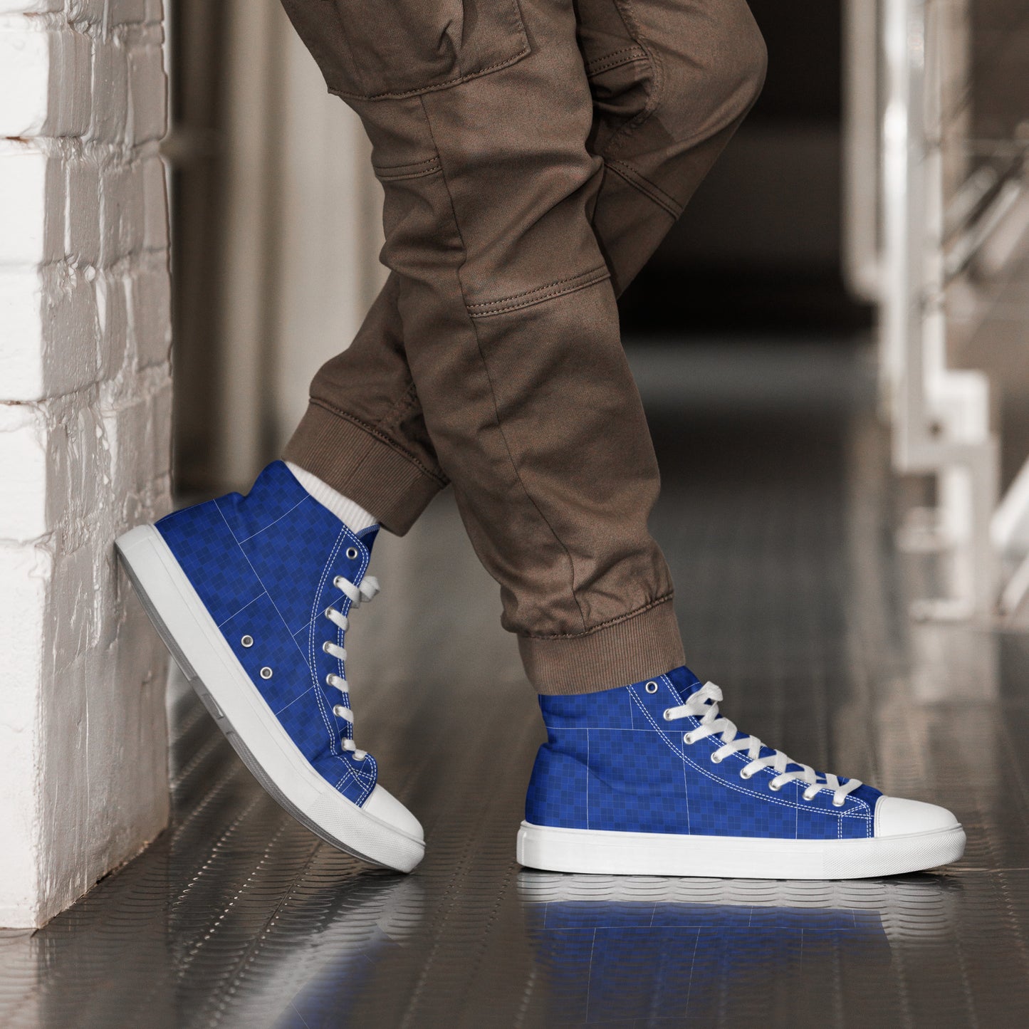 Sneakers alte in tela uomo eleganza marineria navy