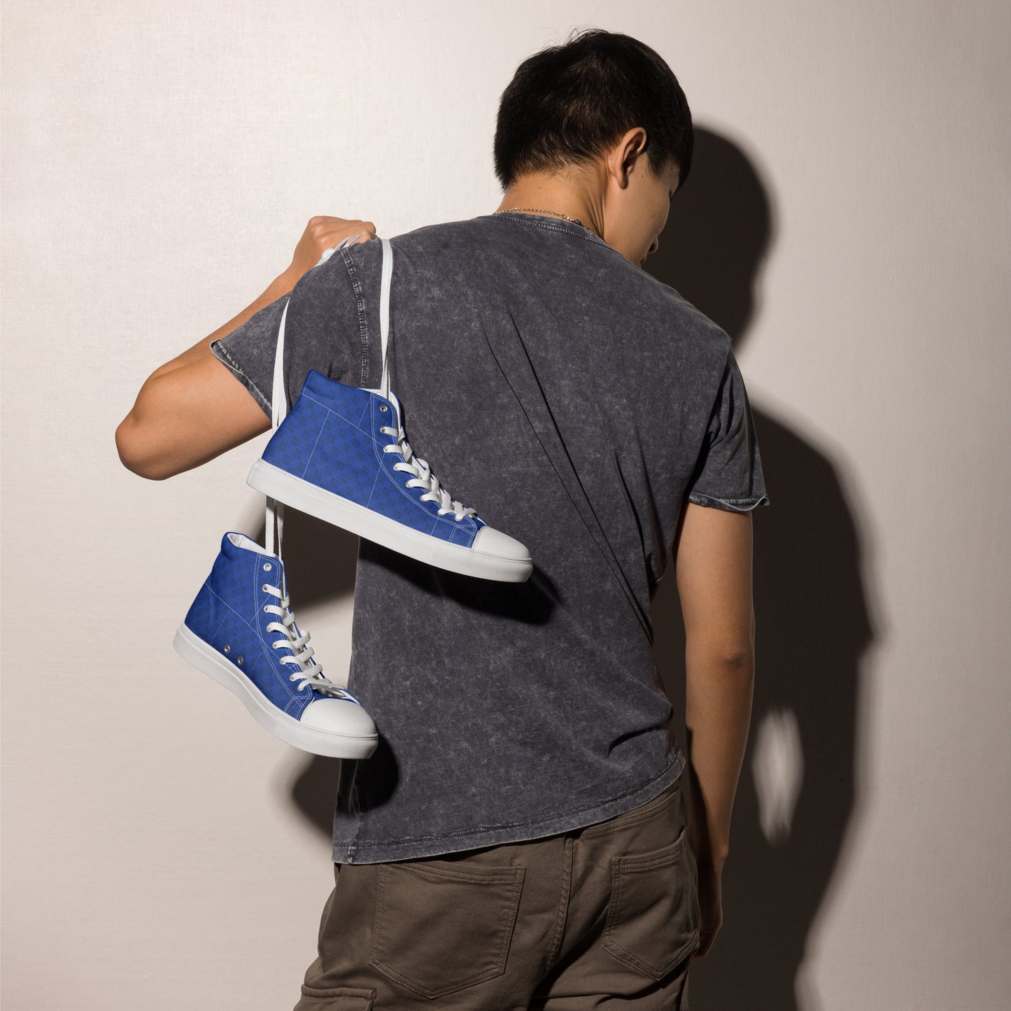 Sneakers alte in tela uomo eleganza marineria navy