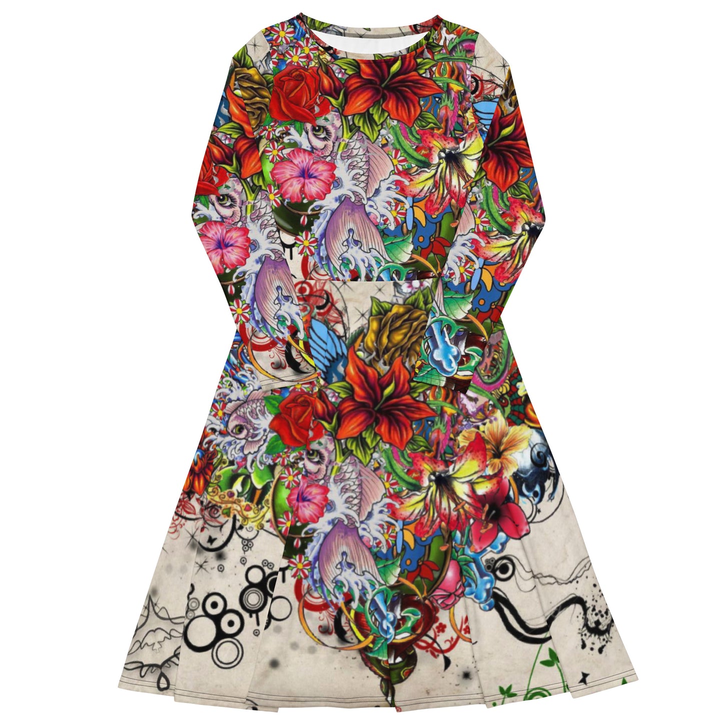 Floreale Long Sleeve midi dress