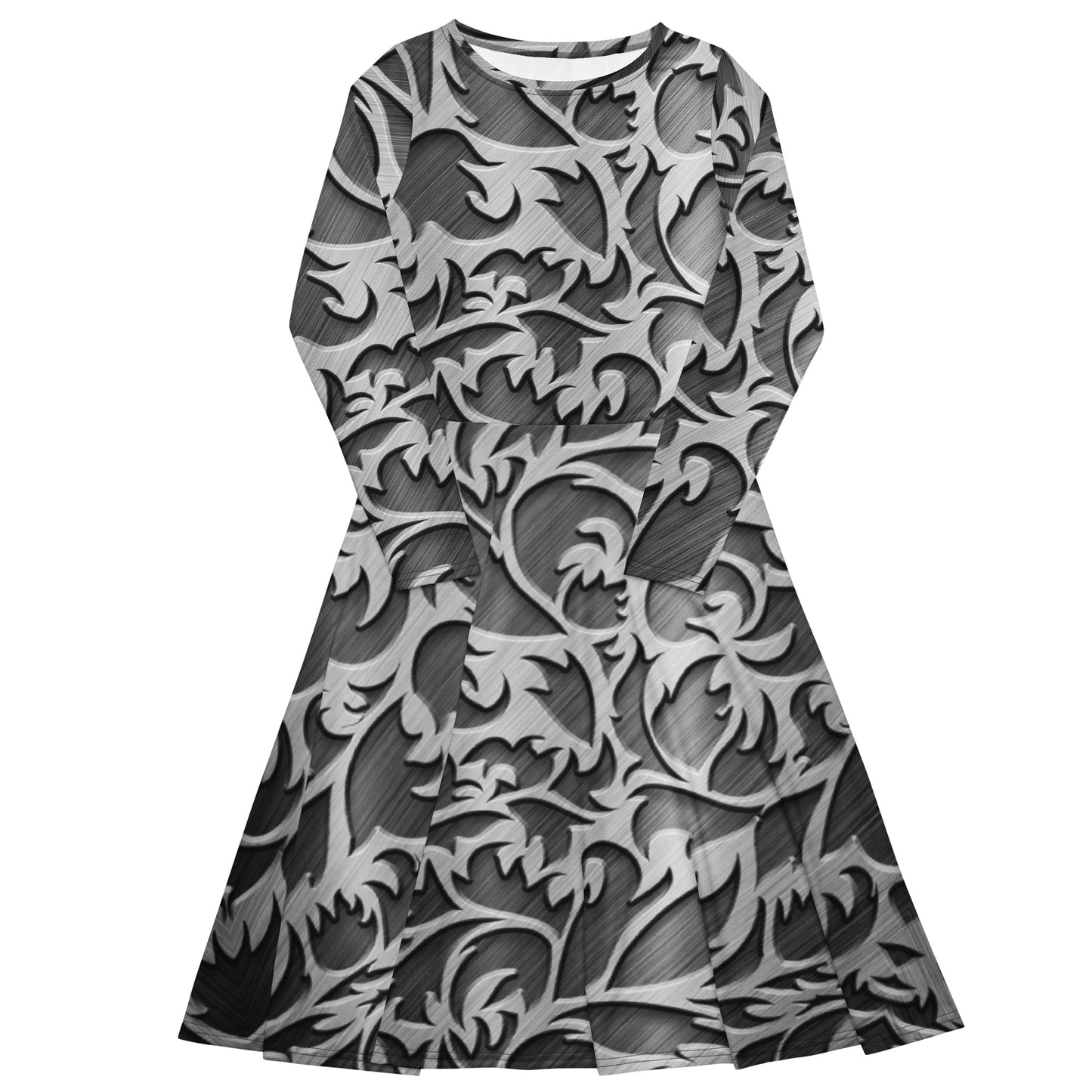 Silver Sleeve Midi Dress