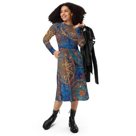 Gold Medal Kong Sleeve Midi Dress