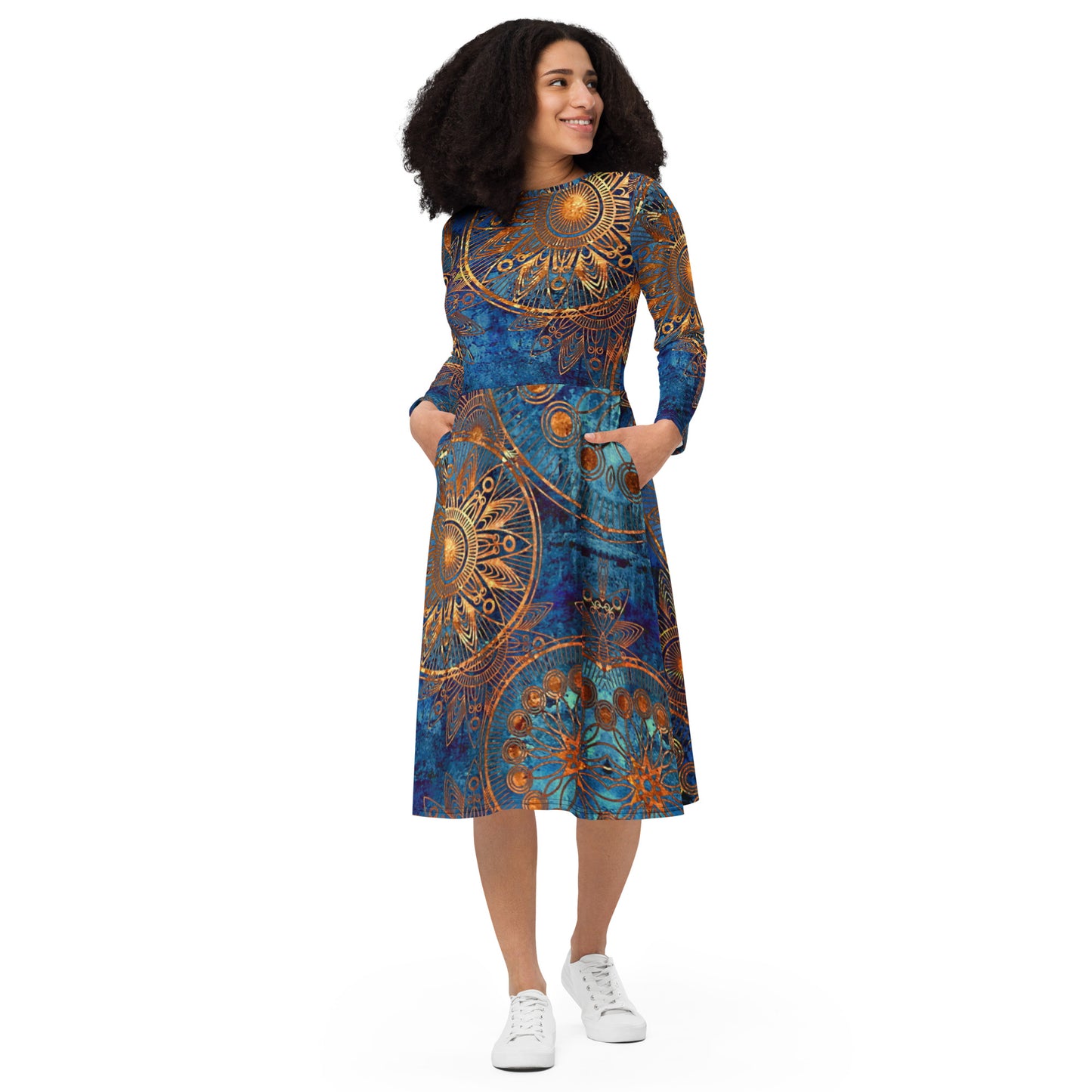 Gold Medal Kong Sleeve Midi Dress
