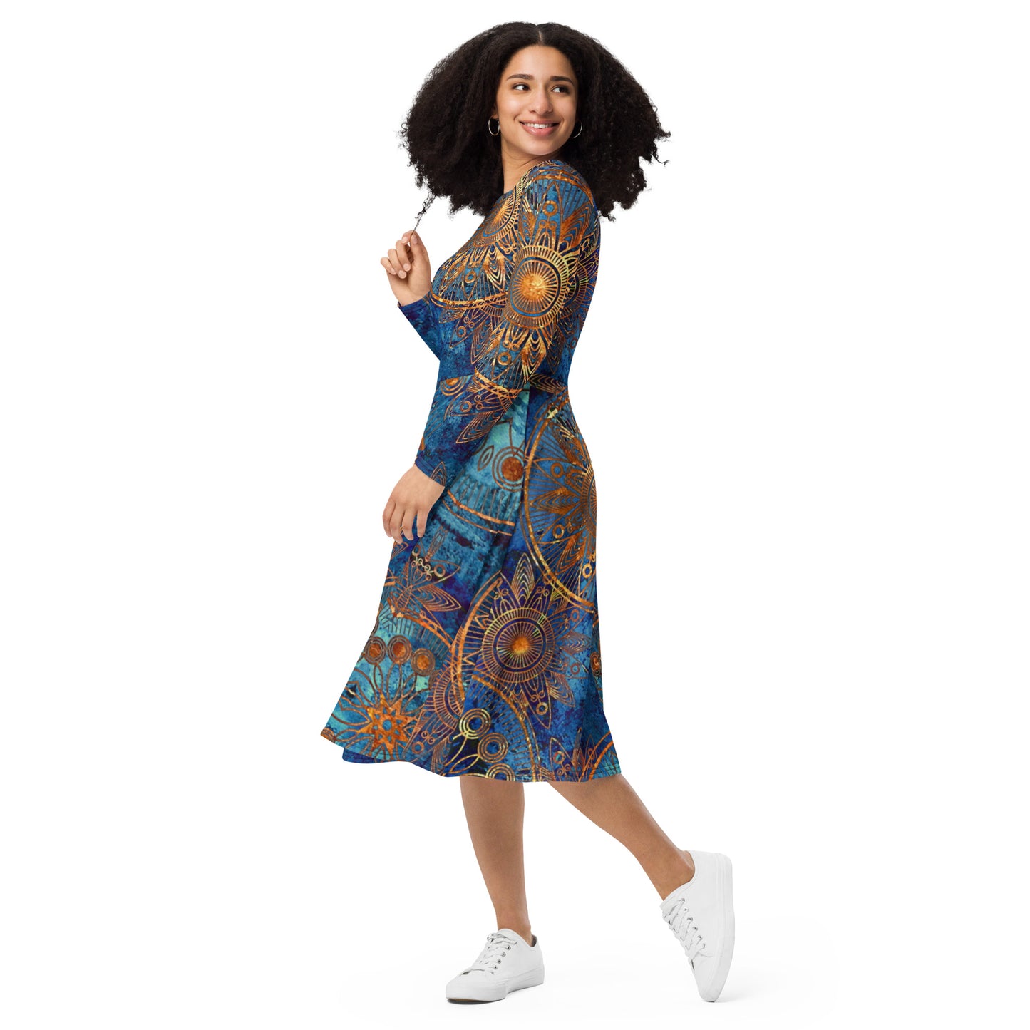 Gold Medal Kong Sleeve Midi Dress