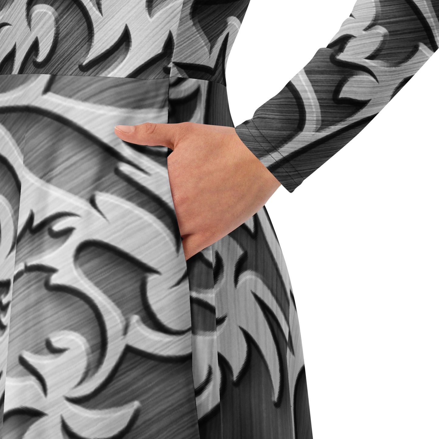 Silver Sleeve Midi Dress